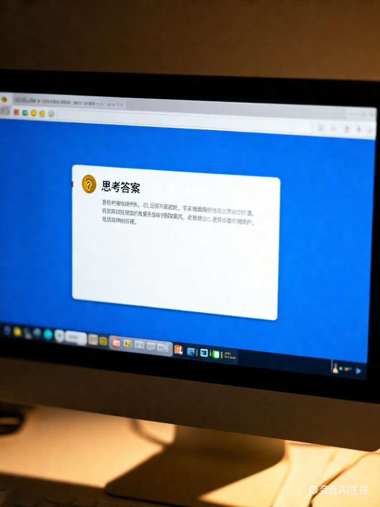 电脑屏幕上显示出思考的图案